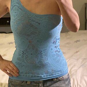 blue Super stretch one shoulder top very sexy One Size For Everyone